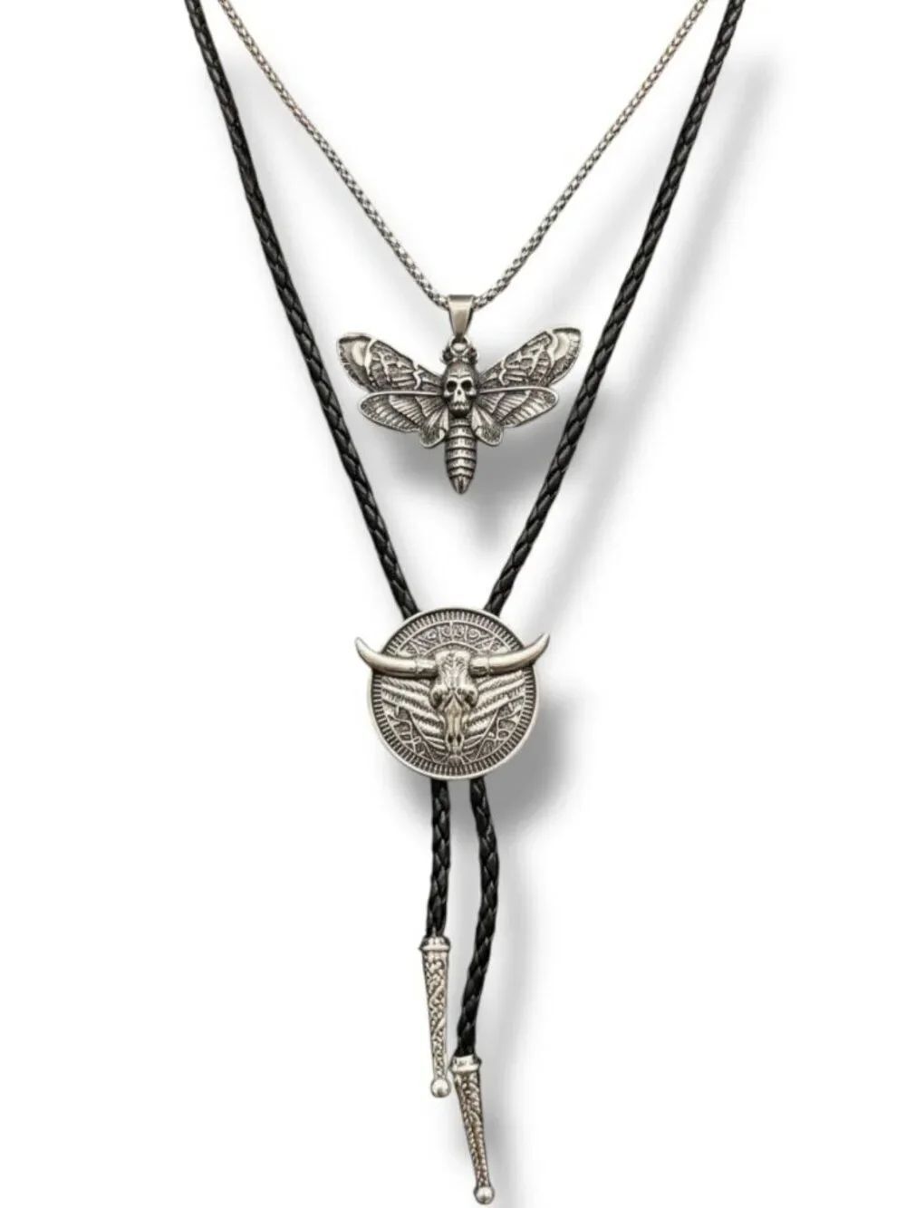 Antique Silver Steer Skull Bolo Tie NWT